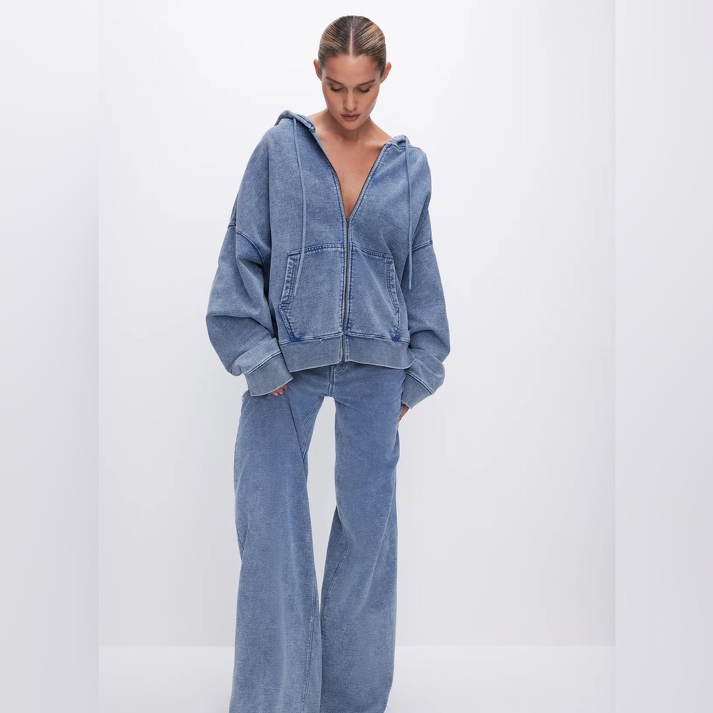 Good American Jeanius Jeanius Oversized Hoodie - indigo 586 - Like New - S/M